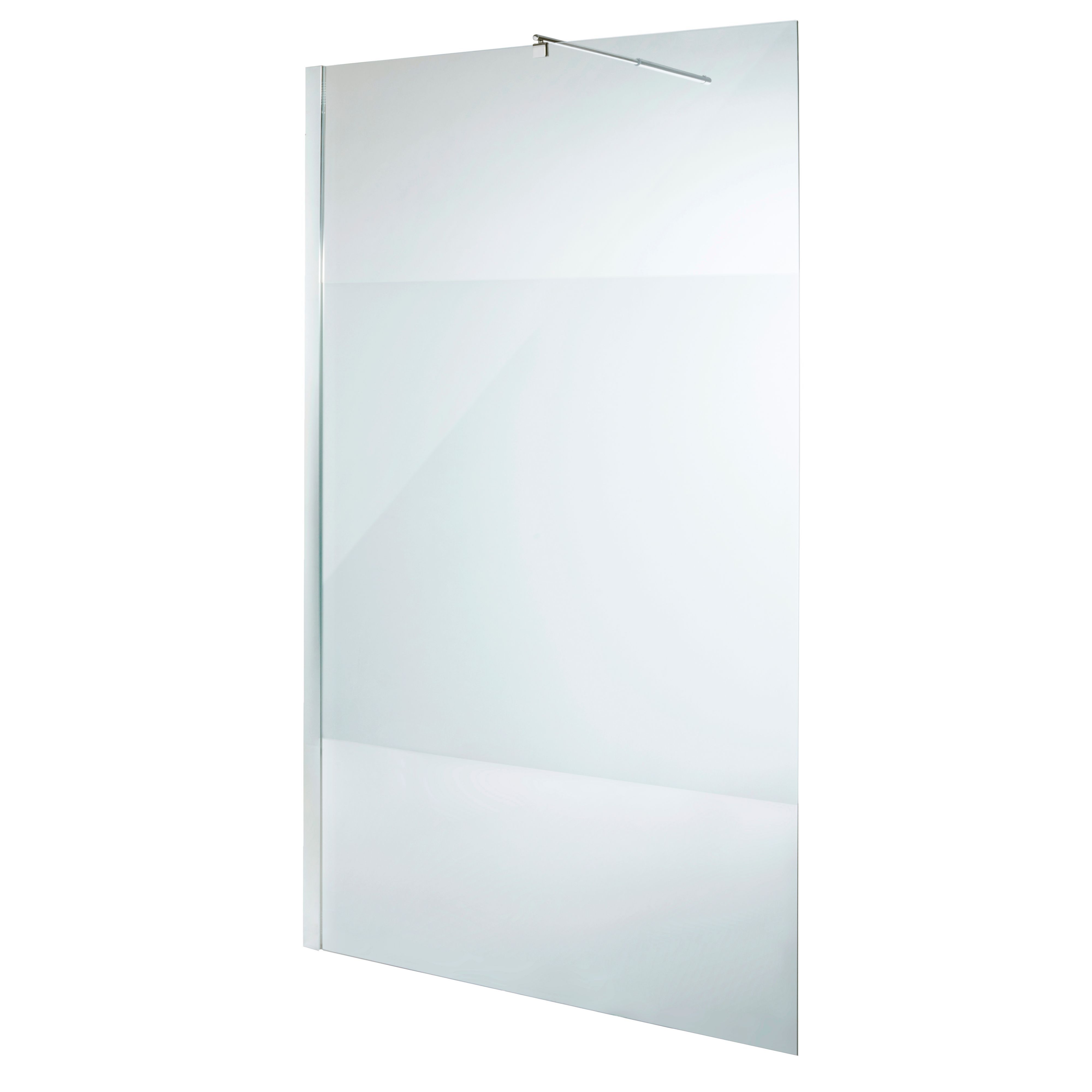 Cooke & Lewis Onega Chrome effect Frosted Striped Walk-in Wet room glass screen (H)195cm (W)120cm