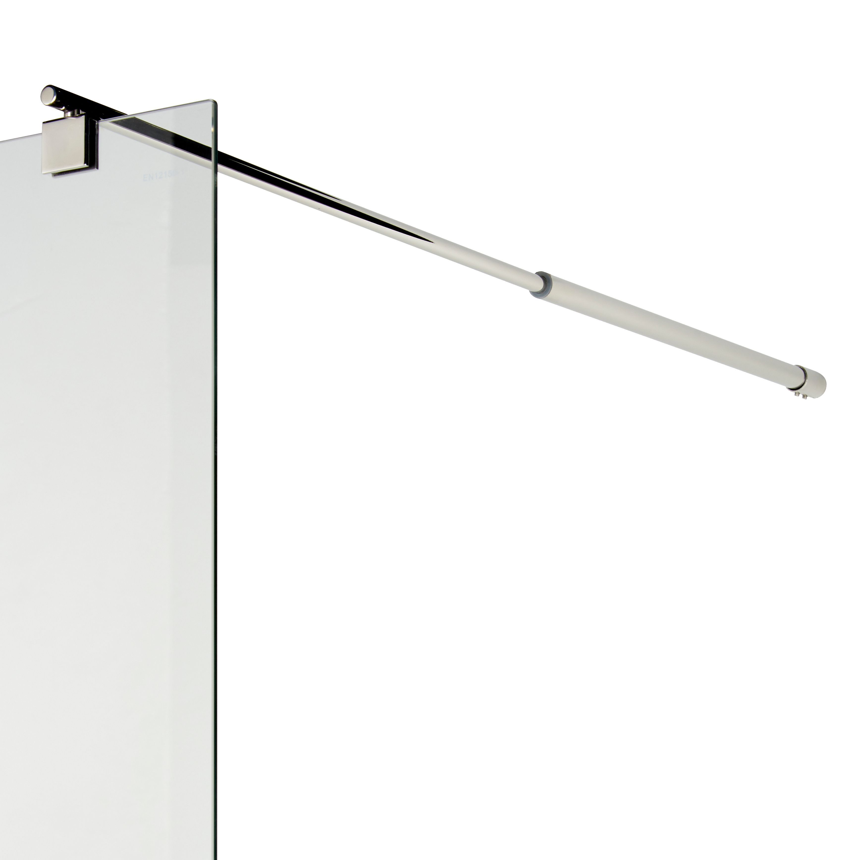Cooke & Lewis Onega Chrome effect Frosted Striped Walk-in Wet room glass screen (H)195cm (W)120cm