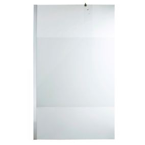 Cooke & Lewis Onega Chrome effect Frosted Striped Walk-in Wet room glass screen (H)195cm (W)120cm