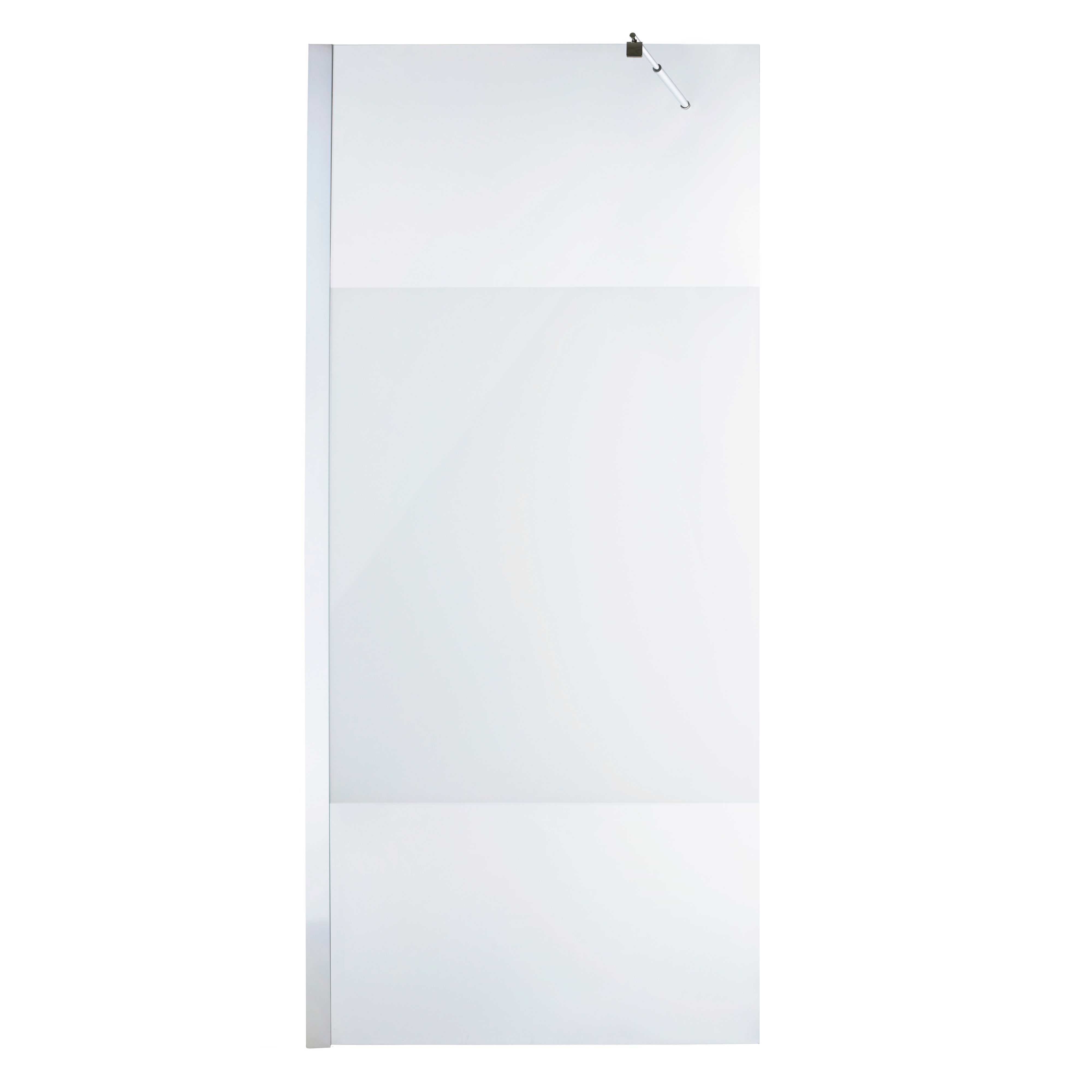 Cooke & Lewis Onega Chrome effect Textured Striped Walk-in Wet room glass screen & bar (H)195cm (W)90cm