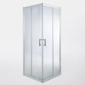 Cooke & Lewis Onega Clear Silver effect Square Shower enclosure - Corner entry double sliding door (W)70cm (D)70cm