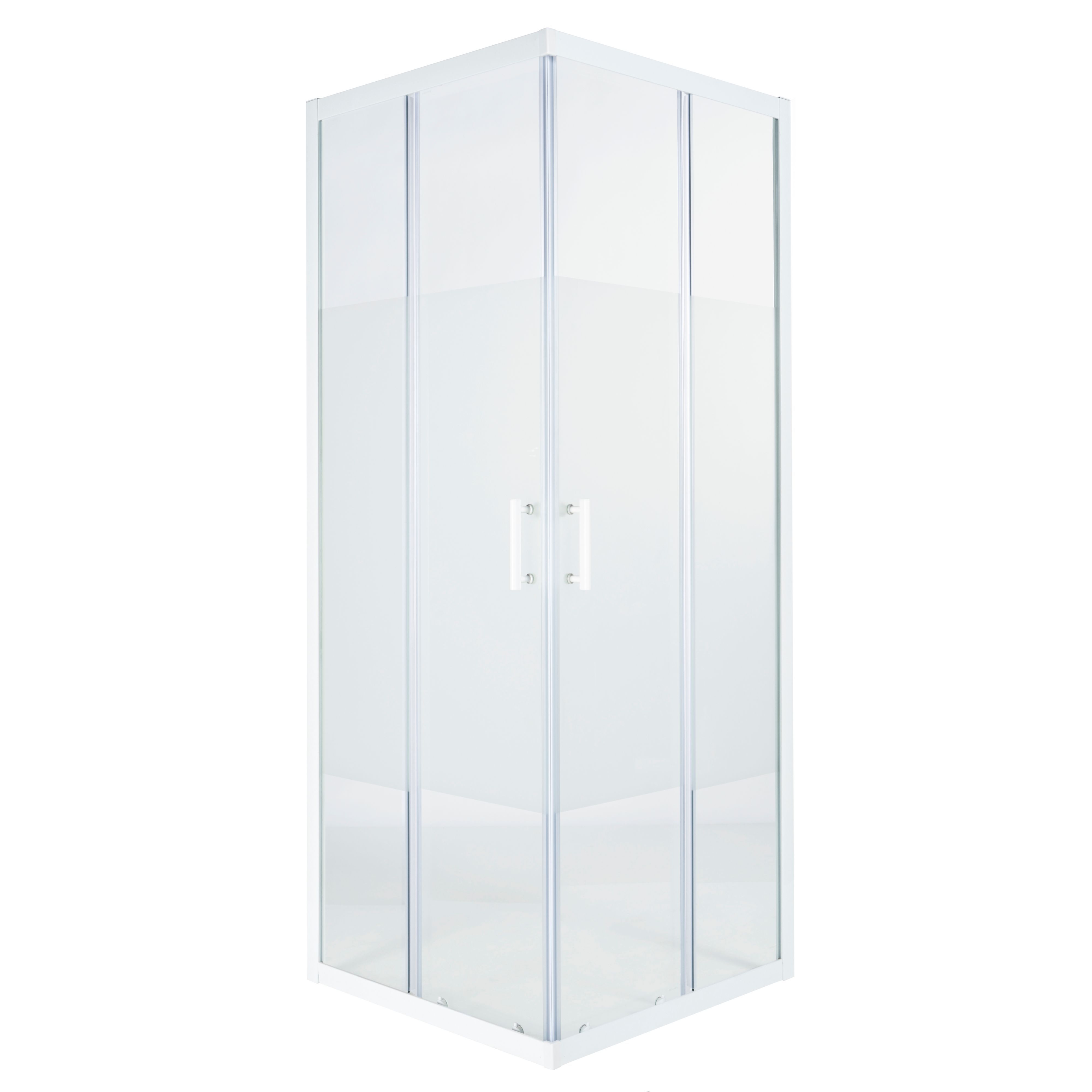 Cooke & Lewis Onega Framed Frosted Square Shower enclosure - Corner entry double sliding door (W)90cm (D)90cm