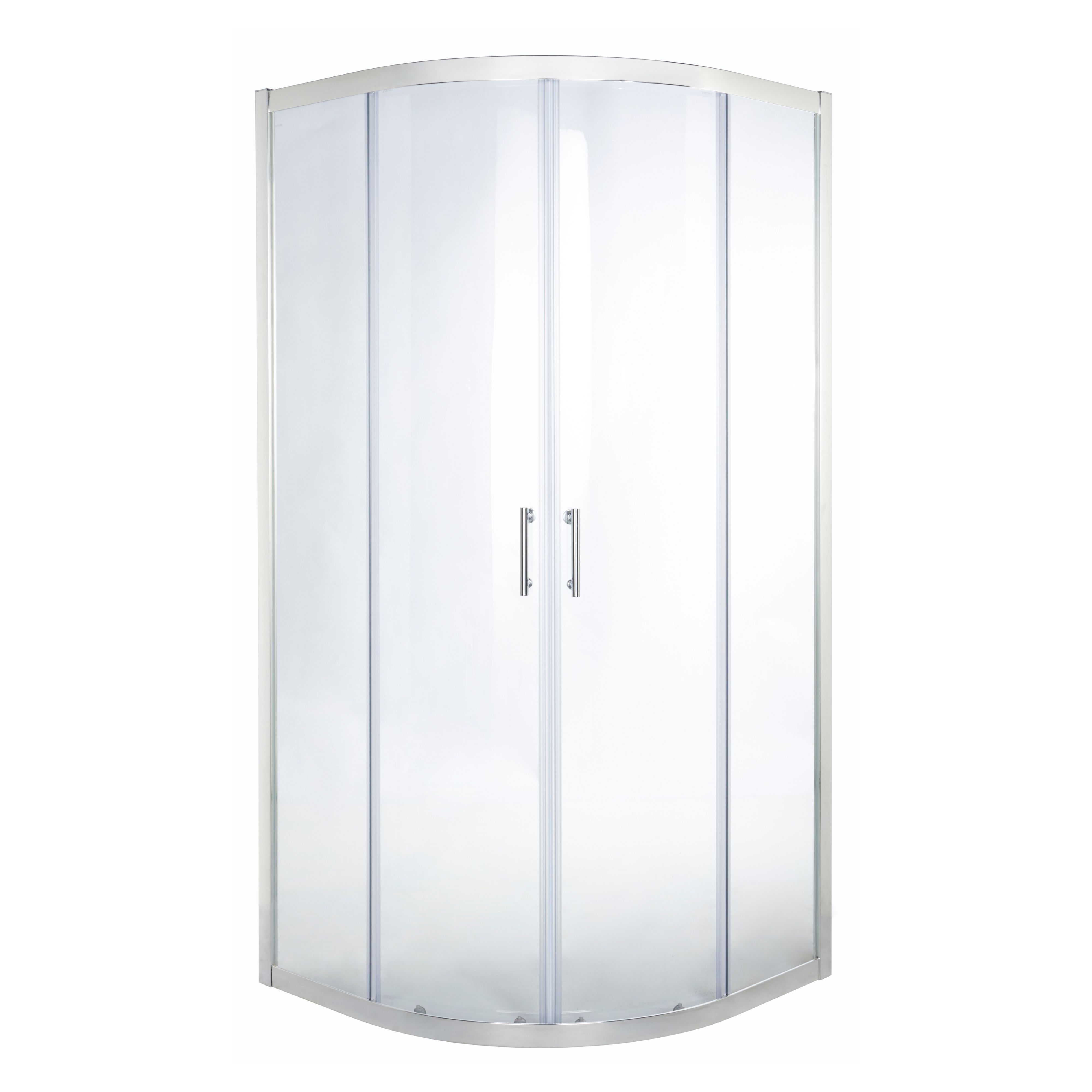 Cooke & Lewis Onega Framed Transparent Silver effect Quadrant Shower enclosure - Corner entry double sliding door (W)80cm (D)80cm