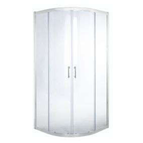 Cooke & Lewis Onega Framed Transparent Silver effect Quadrant Shower enclosure - Corner entry double sliding door (W)80cm (D)80cm