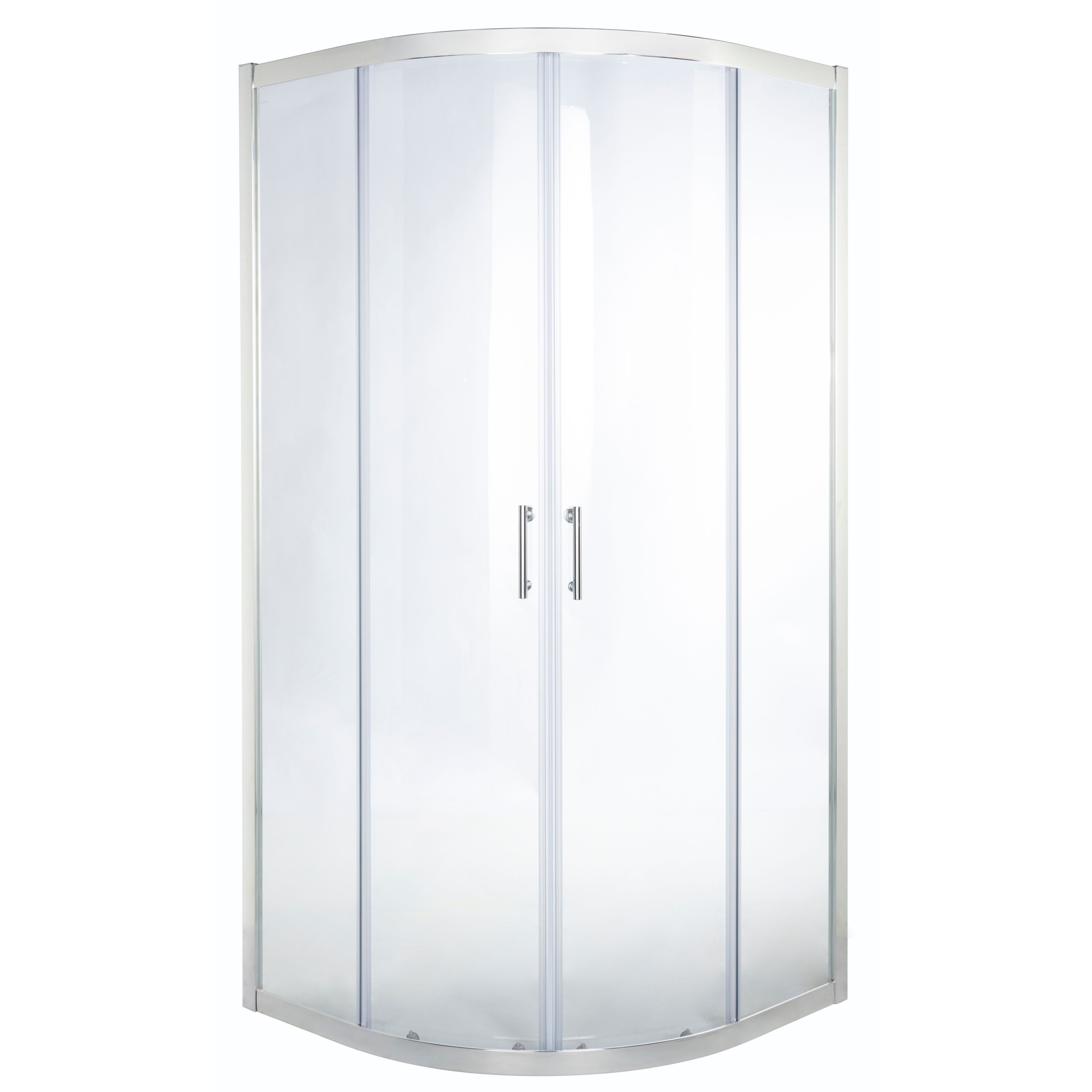 Cooke & Lewis Onega Framed Transparent Silver effect Quadrant Shower enclosure - Corner entry double sliding door (W)90cm (D)90cm