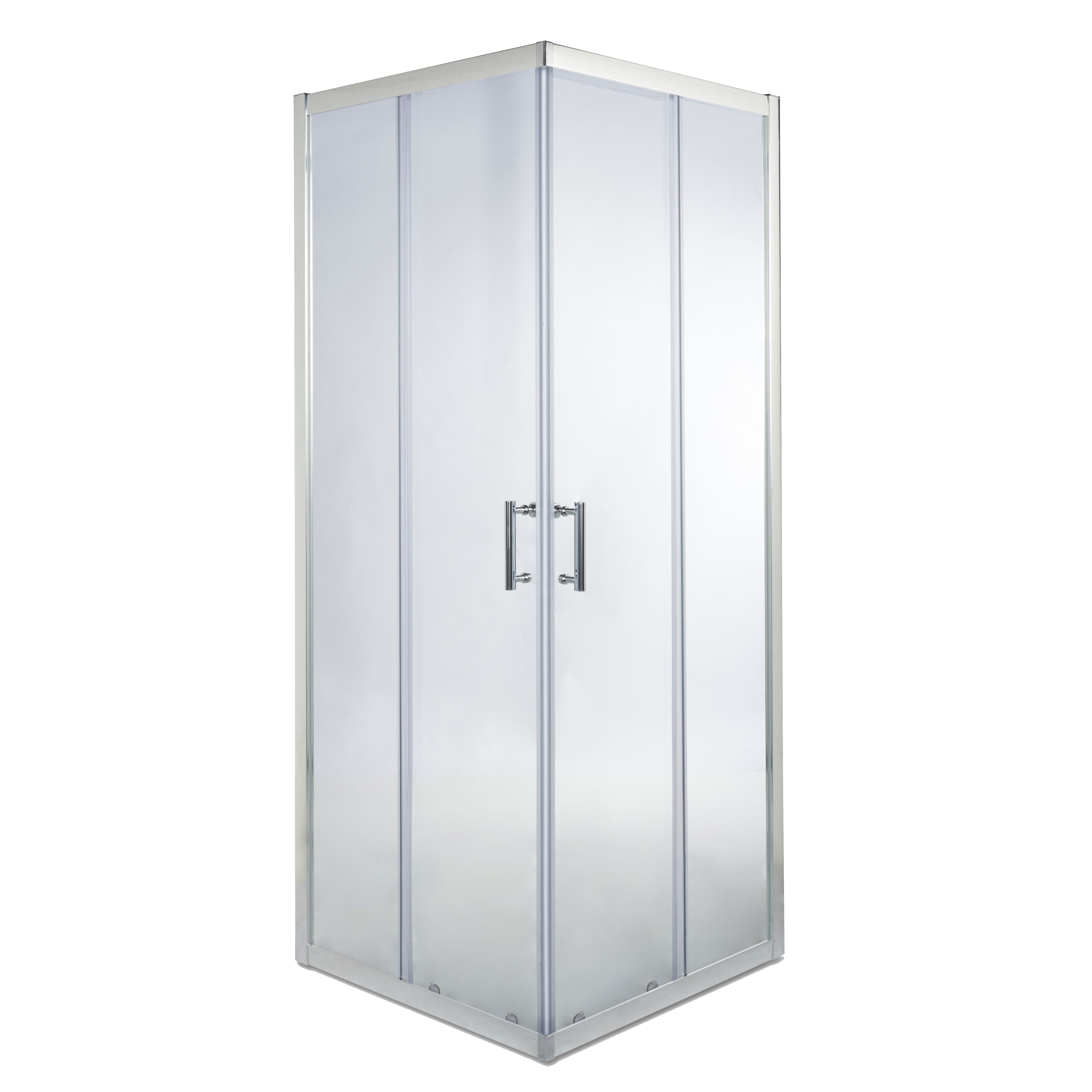 Cooke & Lewis Onega Framed Transparent Silver effect Square Shower enclosure - Corner entry double sliding door (W)90cm (D)90cm