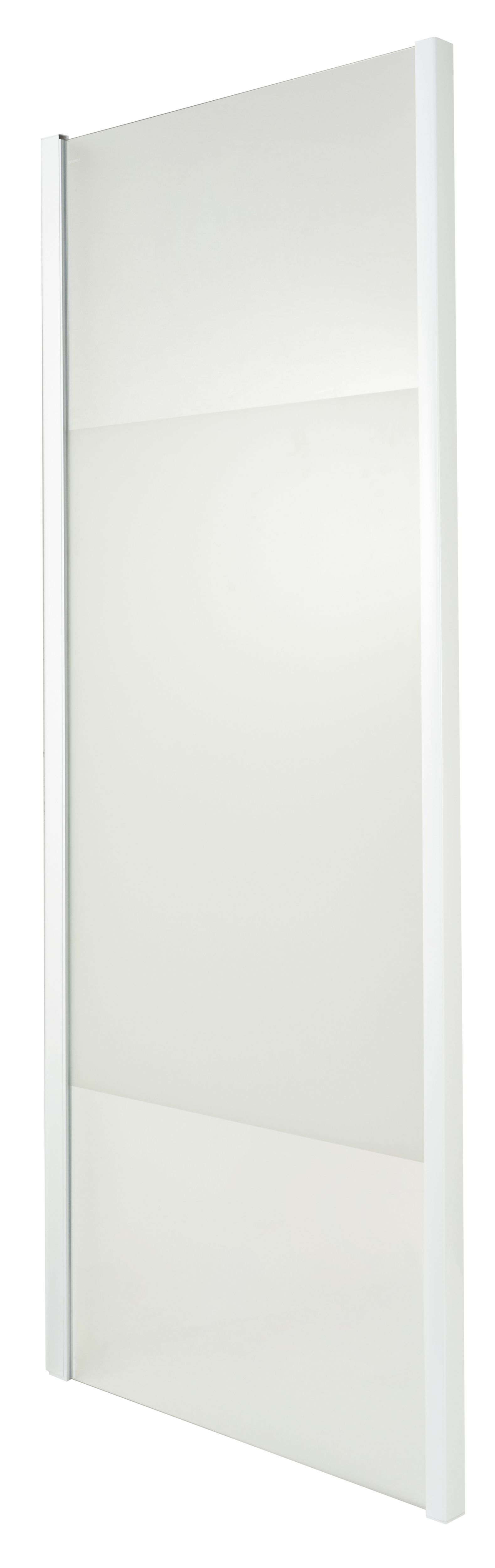 Cooke & Lewis Onega Framed White coated Frosted Striped Shower panel (H)190cm (W)70cm