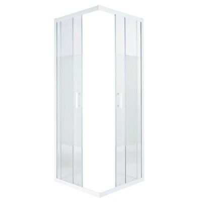 Cooke & Lewis Onega Frosted Universal Square Shower Enclosure & tray - Corner entry double sliding door (H)190cm (W)76cm (D)76cm