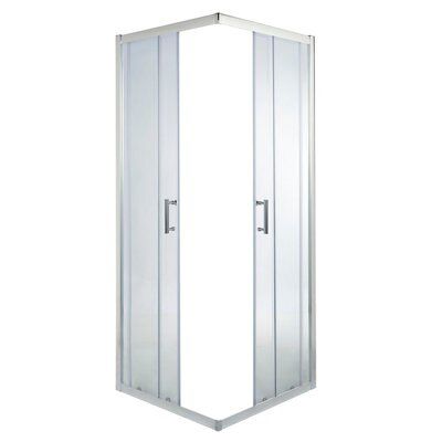 Cooke & Lewis Onega Silver effect Clear Universal Square Shower Enclosure & tray - Corner entry double sliding door (H)190cm (W)76cm (D)76cm