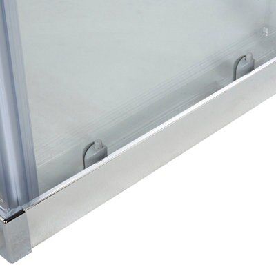 Cooke & Lewis Onega Silver effect Clear Universal Square Shower Enclosure & tray - Corner entry double sliding door (H)190cm (W)76cm (D)76cm