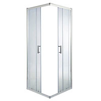 Cooke & Lewis Onega Silver effect Universal Square Shower Enclosure & tray - Corner entry double sliding door (H)190cm (W)76cm (D)76cm