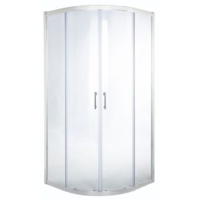Cooke & Lewis Onega Transparent Silver effect Quadrant Shower enclosure - Corner entry double sliding door (W)90cm (D)90cm
