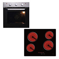 Cooke & Lewis OVFO60 & TN604A Built-in Single Fan Oven & ceramic hob pack - Stainless steel