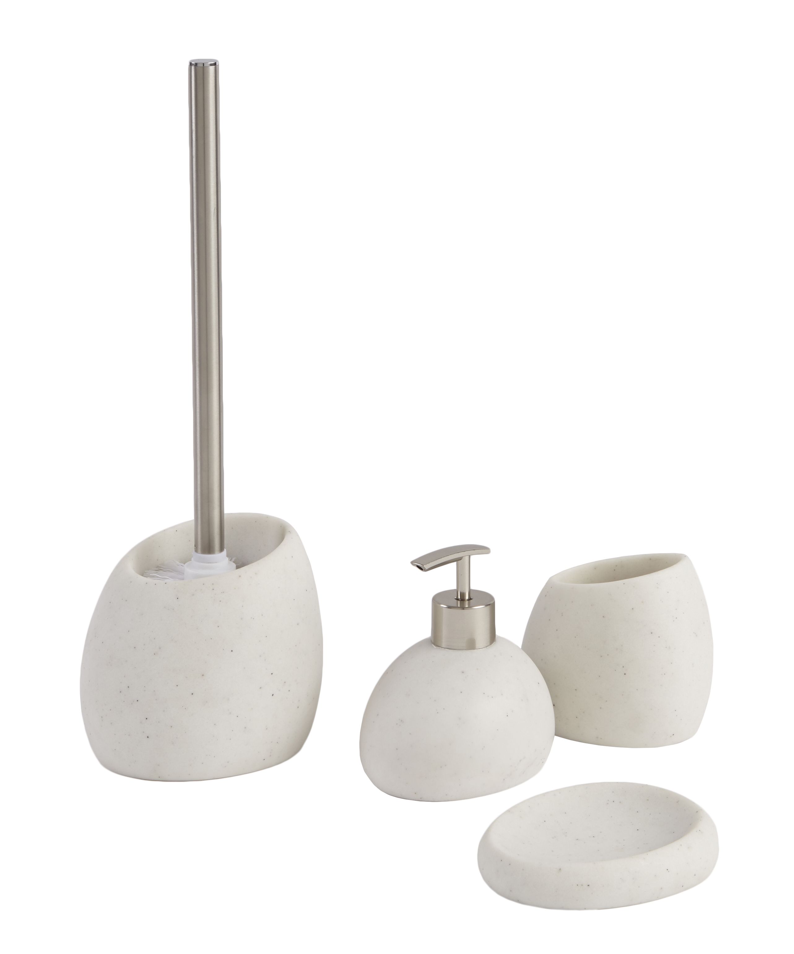 Cooke & Lewis Padma White Polyethylene (PE), polyresin & stainless steel Toilet brush & holder