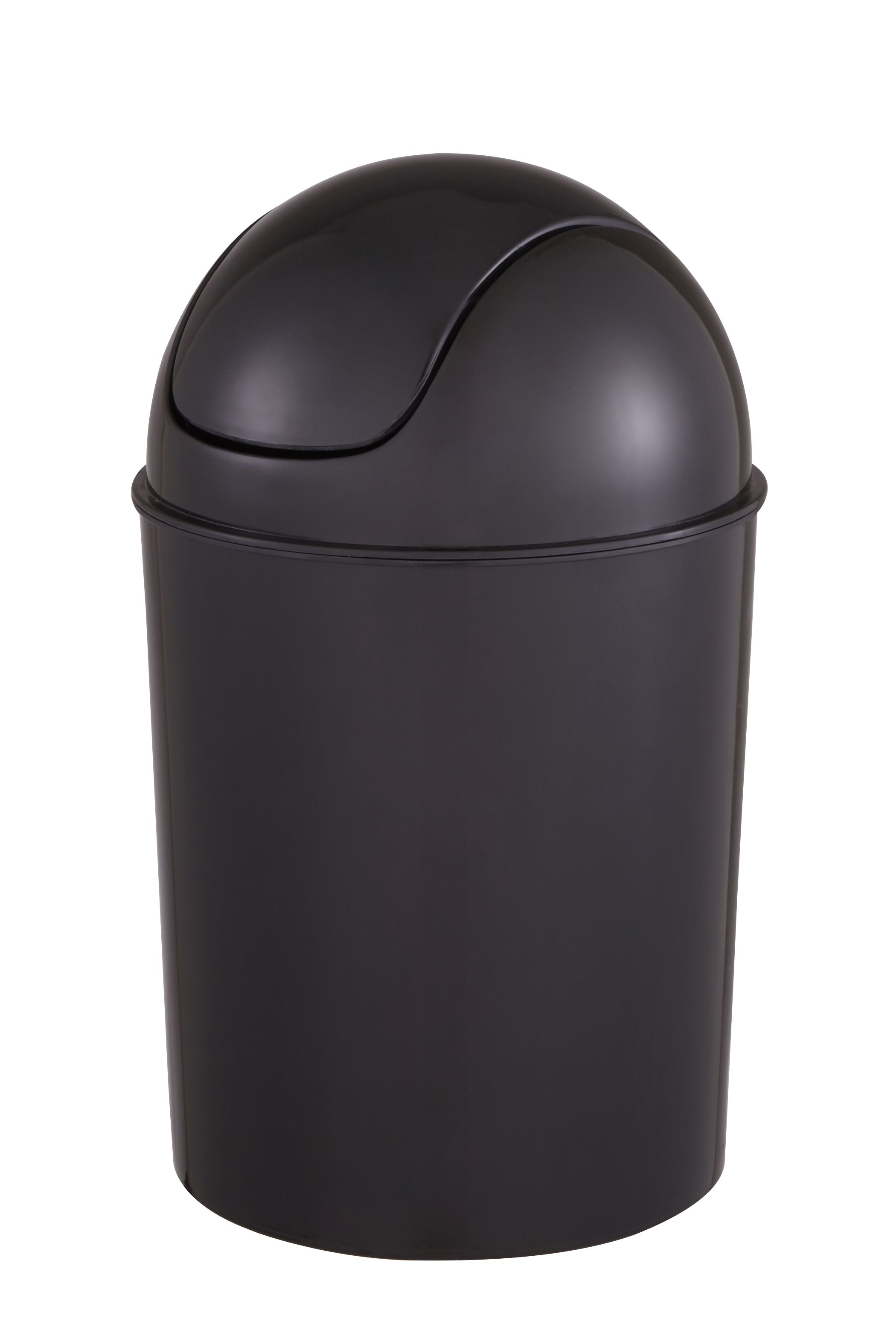 Cooke & Lewis Palmi Black Plastic Round Bathroom Swing top lid Bin, 5L