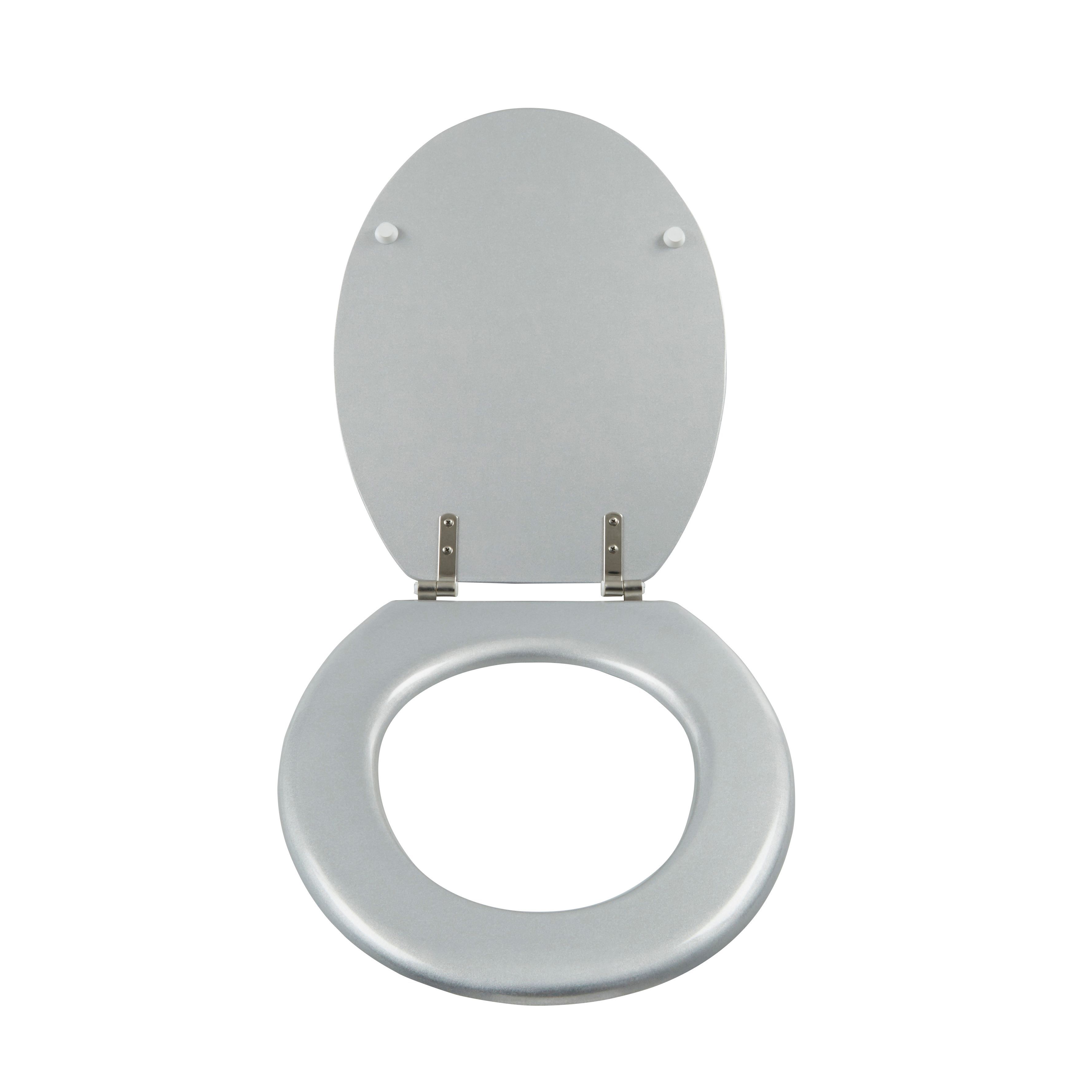 Cooke & Lewis Palmi Silver Standard close Toilet seat | DIY at B&Q