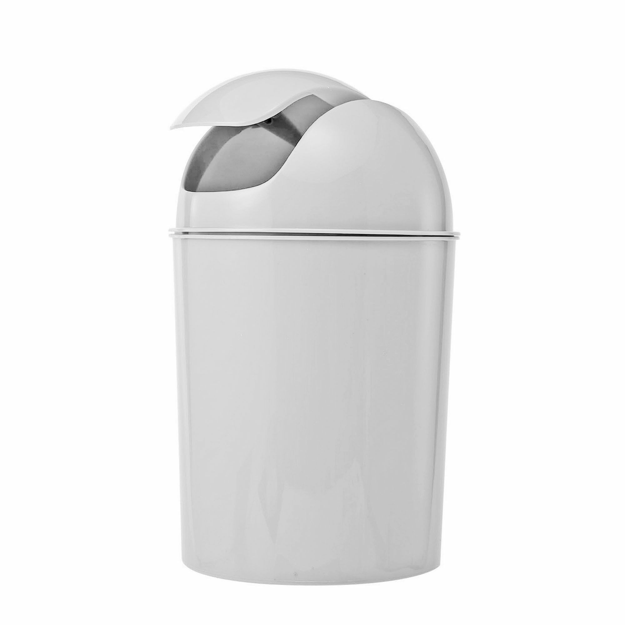 Cooke & Lewis Palmi White Plastic Round Bathroom Swing top lid Bin, 5L