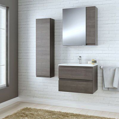 Cooke & Lewis Paolo Bodega grey Mirrored Cabinet (W)600mm (H)672mm