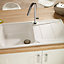Cooke & Lewis Passo White Ceramic 1 Bowl Sink & drainer x 1000mm