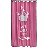 Cooke & Lewis Pink Save water drink champagne Shower curtain (H)200cm (W)180cm