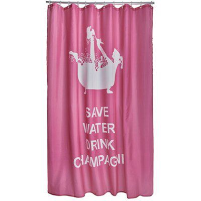 Cooke & Lewis Pink Save water drink champagne Shower curtain (H)200cm (W)180cm