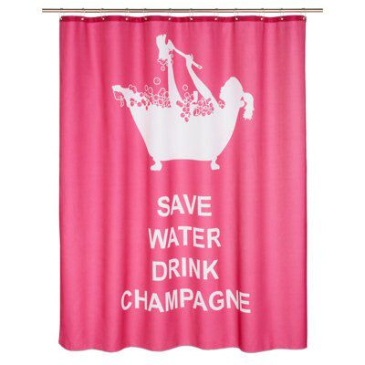 Cooke & Lewis Pink Save water drink champagne Shower curtain (H)200cm (W)180cm
