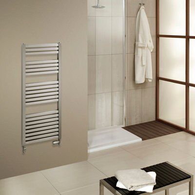 Cooke & Lewis Piro Brushed steel Chrome effect Electric Towel warmer (W)550mm x (H)785mm