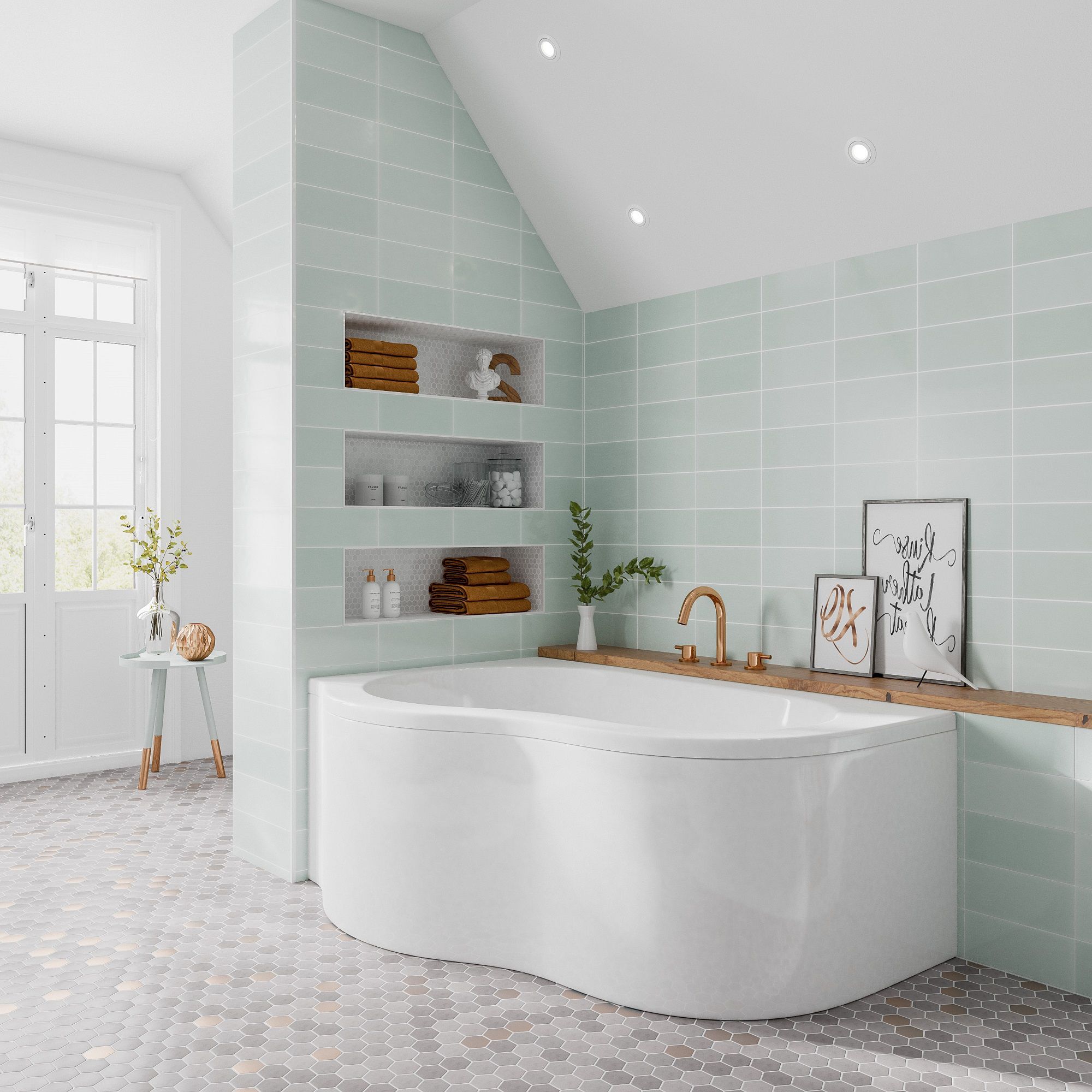Cooke & Lewis Quebec White Acrylic Corner Bath (L)1500mm (W)1000mm