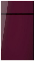 Cooke & Lewis Raffello Gloss aubergine Drawerline door & drawer front, (W)400mm (H)715mm (T)18mm
