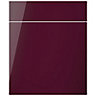 Cooke & Lewis Raffello Gloss aubergine Drawerline door & drawer front, (W)600mm (H)715mm (T)18mm