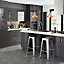 Cooke & Lewis Raffello High Gloss Anthracite Slab Appliance & larder Clad on wall panel (H)760mm (W)405mm