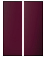 Cooke & Lewis Raffello High Gloss Aubergine Wall corner Cabinet door (W)250mm, Set of 2