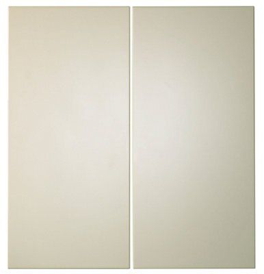 Cooke & Lewis Raffello High Gloss Cream Base corner Cabinet door (W)925mm (H)720mm (T)18mm, Set of 2