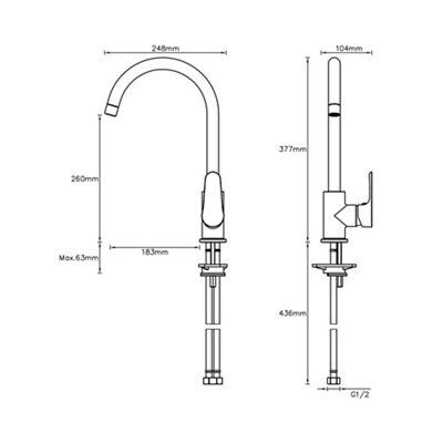 Cooke & Lewis Raneh Chrome effect Kitchen Side lever Tap
