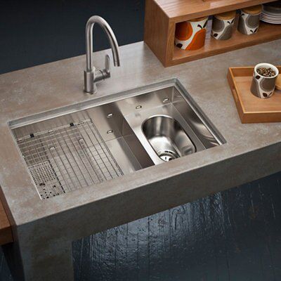 Cooke & Lewis Raneh Nickel effect Kitchen Side lever Tap