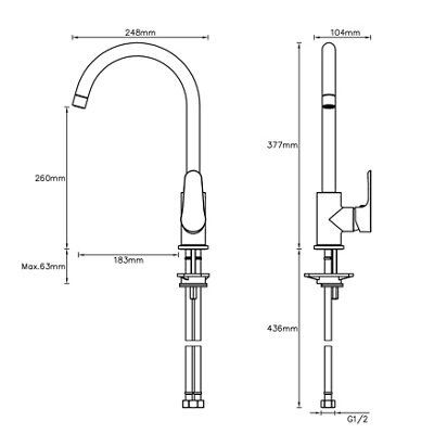 Cooke & Lewis Raneh Nickel effect Kitchen Side lever Tap