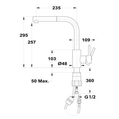Cooke & Lewis Rinka Chrome effect Kitchen Monobloc Tap