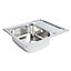 Cooke & Lewis Sagan Polished Inox Stainless steel 1 Bowl Sink & drainer 500mm x 580mm