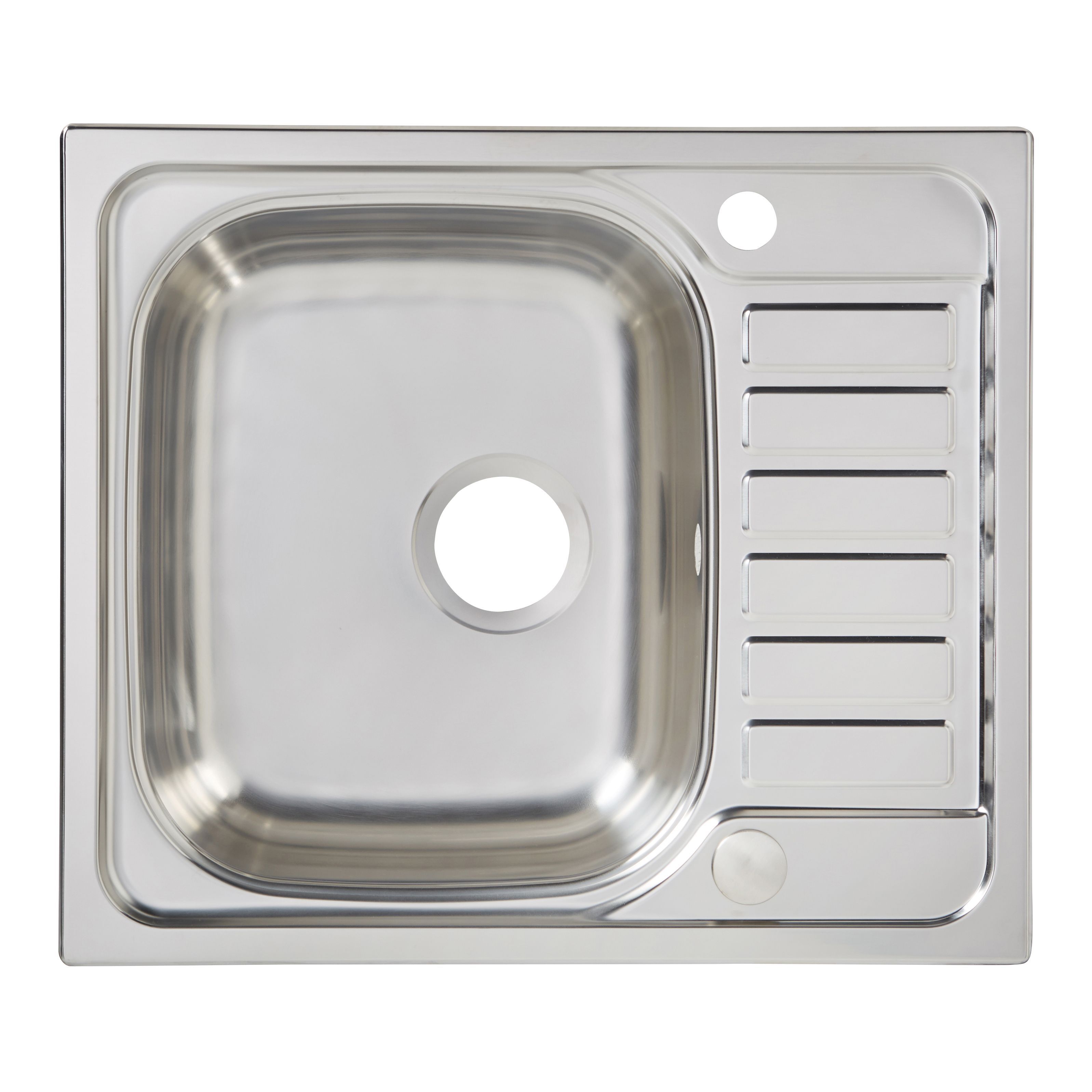 Cooke & Lewis Sagan Polished Inox Stainless steel 1 Bowl Sink & drainer (W)500mm x (L)580mm