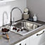 Cooke & Lewis Sagan Polished Inox Stainless steel 1 Bowl Sink & drainer (W)500mm x (L)580mm