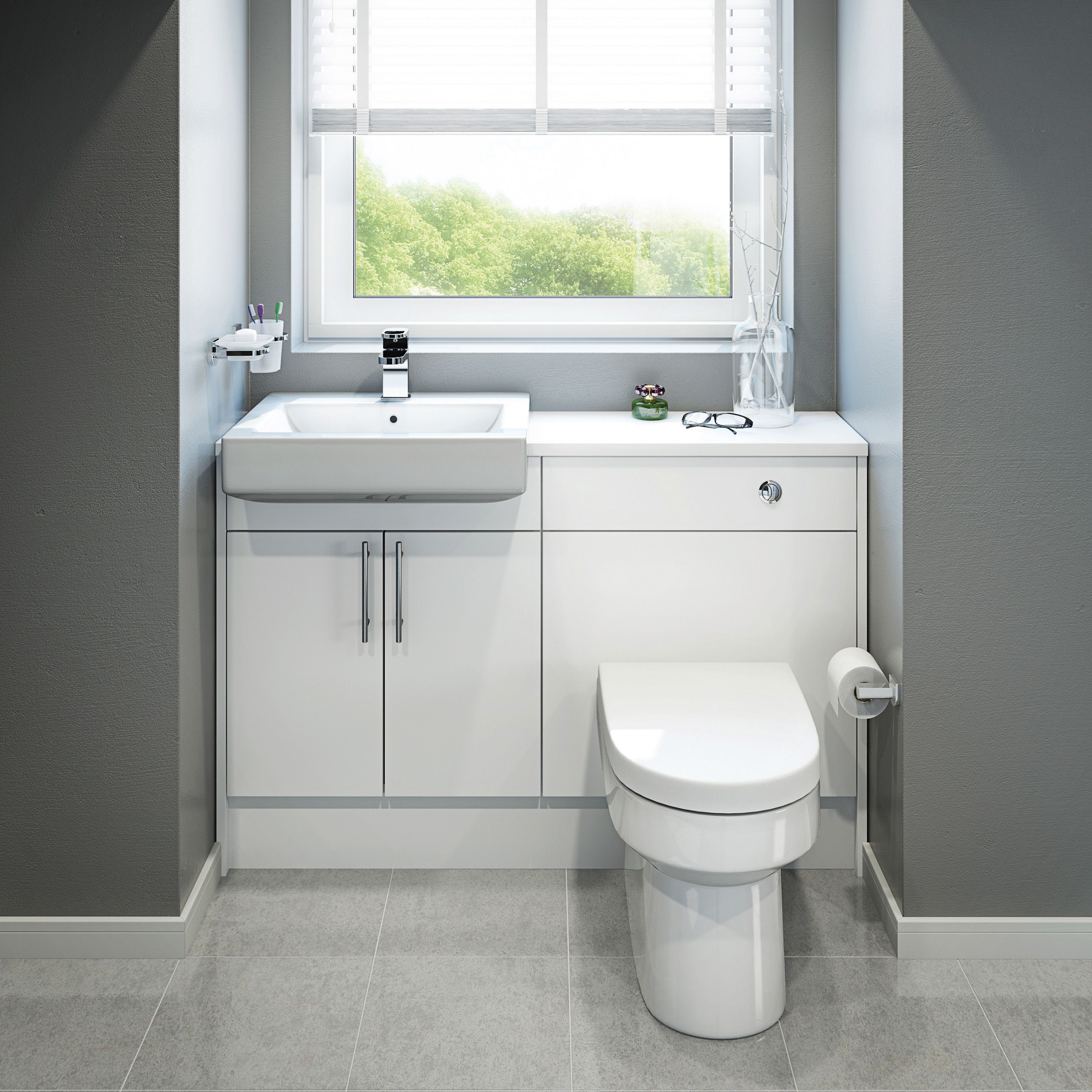 Cooke & Lewis Santini Gloss White Freestanding Toilet cabinet (H)852mm (W)600mm