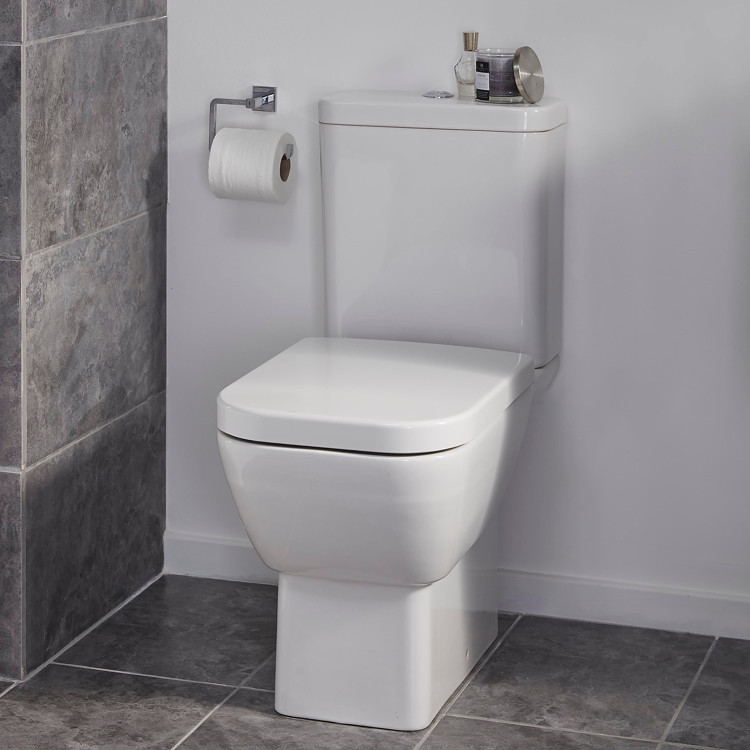 Cooke & Lewis Santoro White Close-coupled Toilet & full pedestal basin (W)360mm (H)790mm