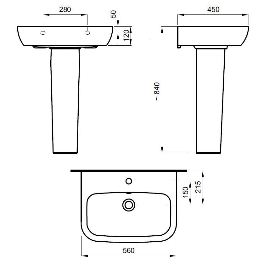 Cooke & Lewis Santoro White Close-coupled Toilet & full pedestal basin (W)360mm (H)790mm