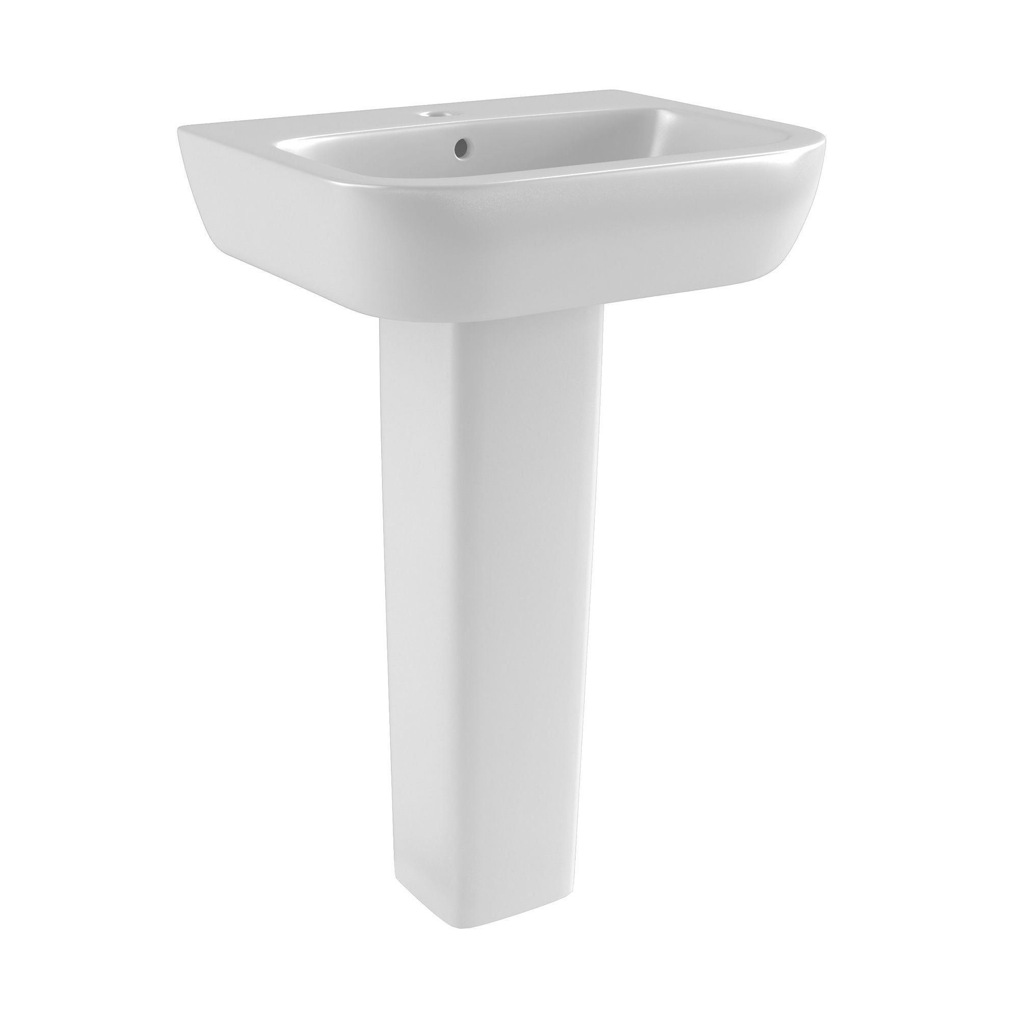 Cooke & Lewis Santoro White Close-coupled Toilet & full pedestal basin (W)360mm (H)790mm