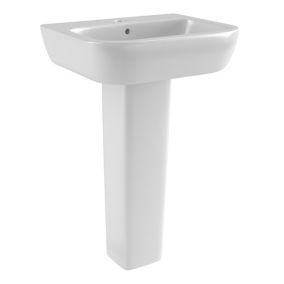 Cooke & Lewis Santoro White Close-coupled Toilet & full pedestal basin