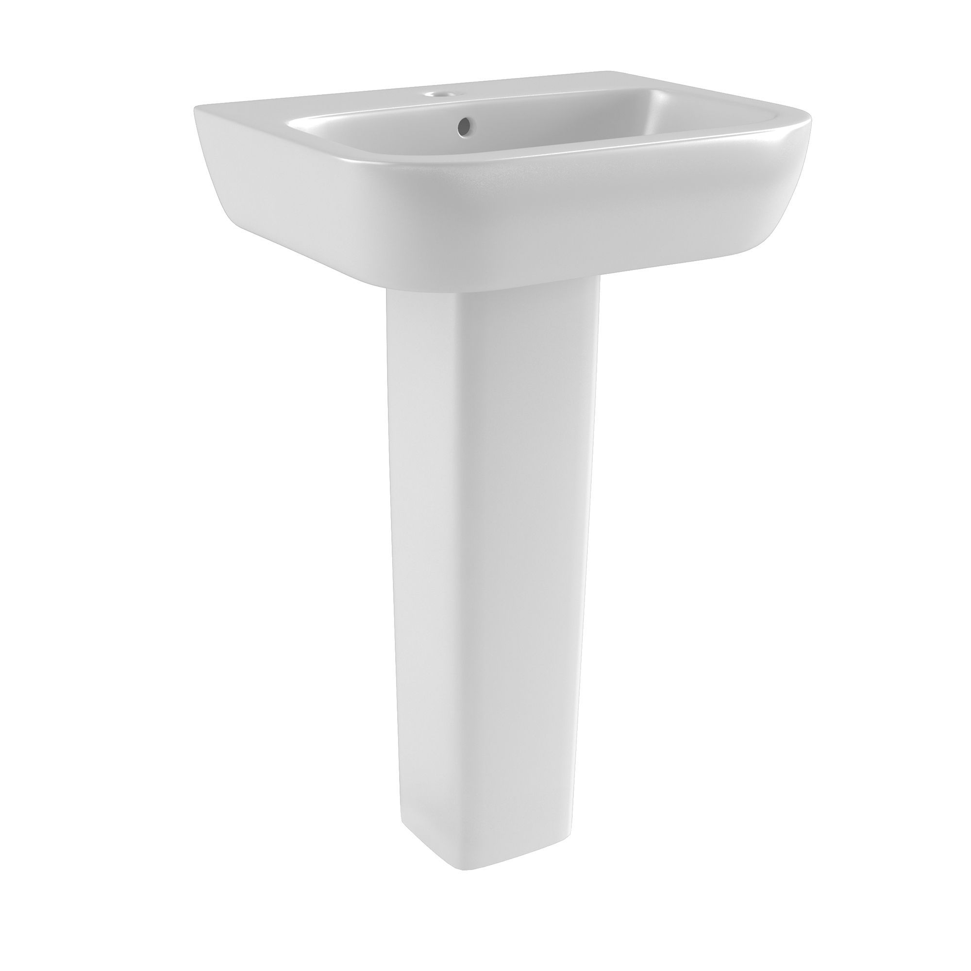 Cooke & Lewis Santoro White Rectangular Full pedestal 1 tap hole Basin (H)84cm (W)56cm