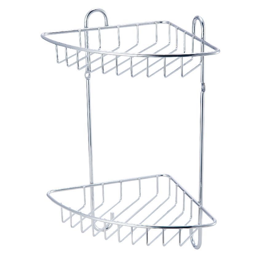 Cooke & Lewis Sauro Chrome effect Steel Corner shower caddie DIY at B&Q