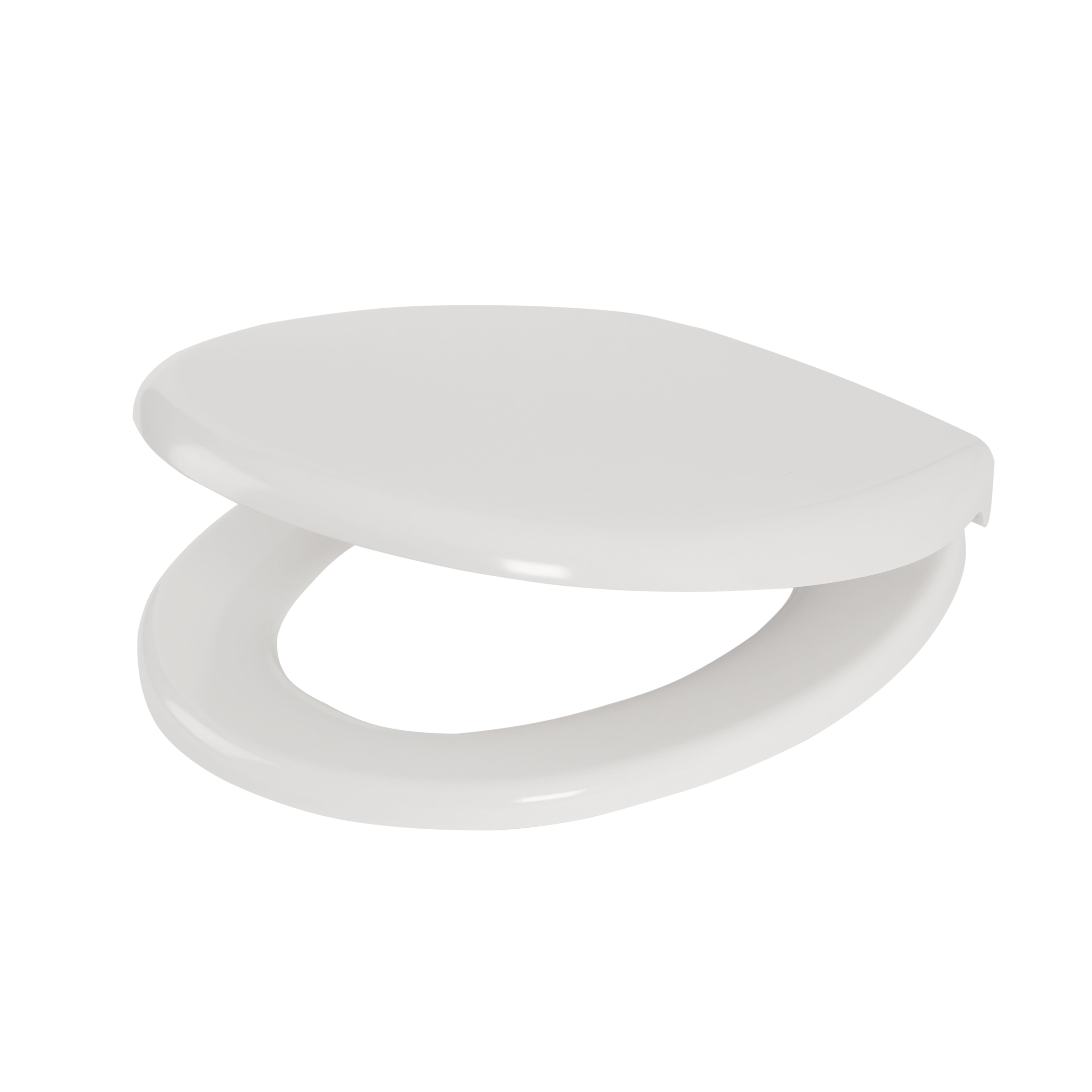 Cooke & Lewis Serina White Raised Soft close Toilet seat DIY at B&Q
