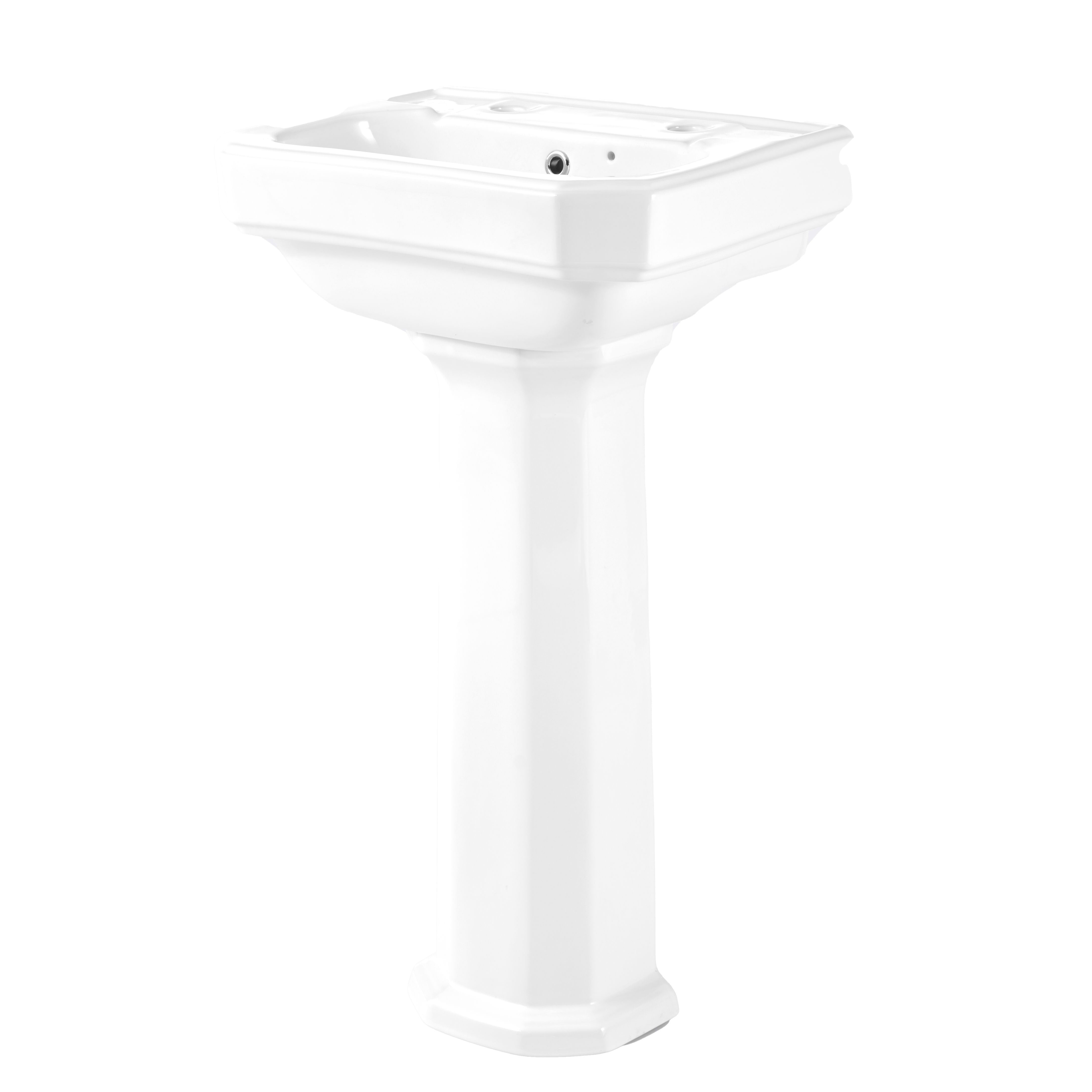 Cooke & Lewis Serina White Rectangular Full pedestal Basin (H)83.3cm (W)47cm