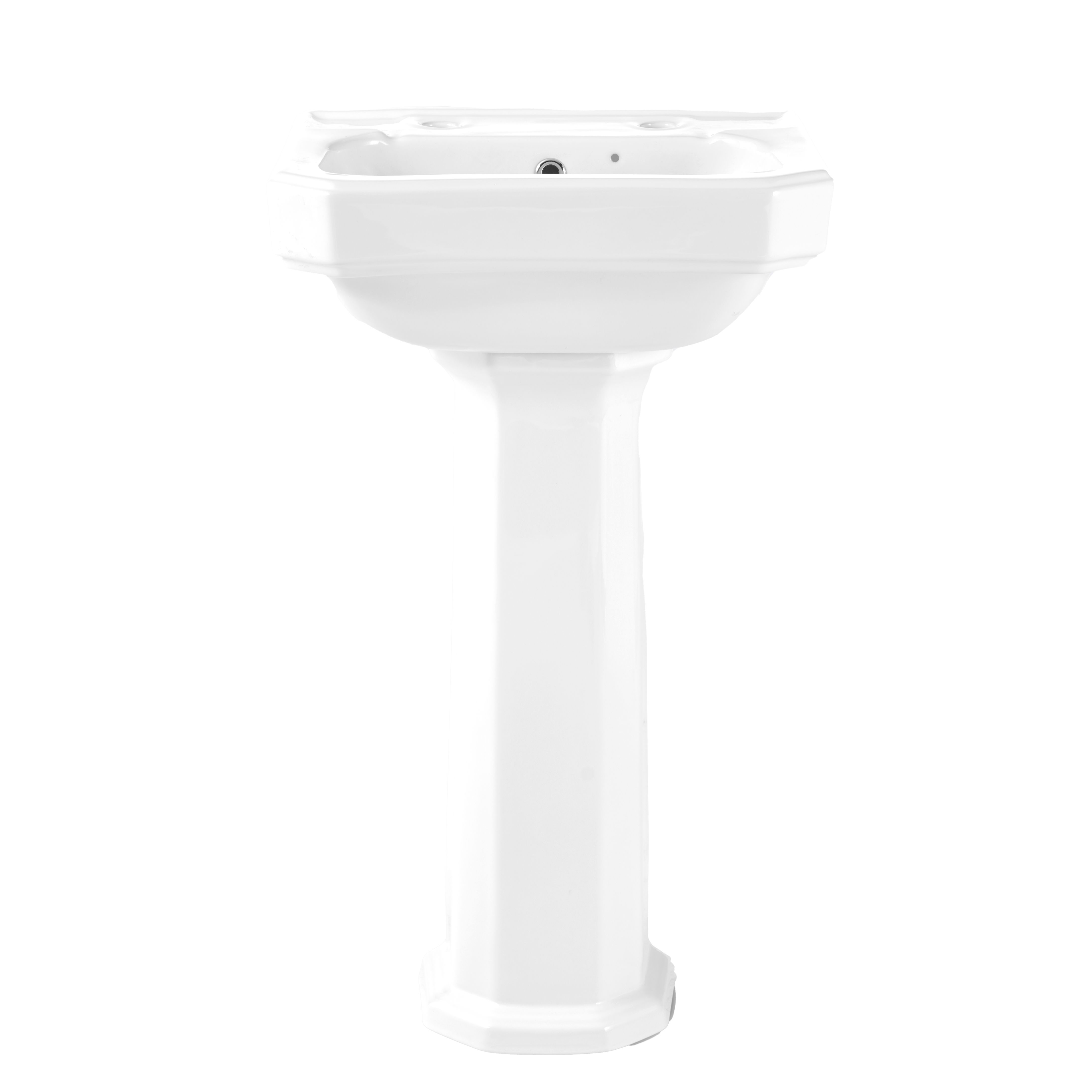 Cooke & Lewis Serina White Rectangular Full pedestal Basin (H)83.3cm (W)47cm